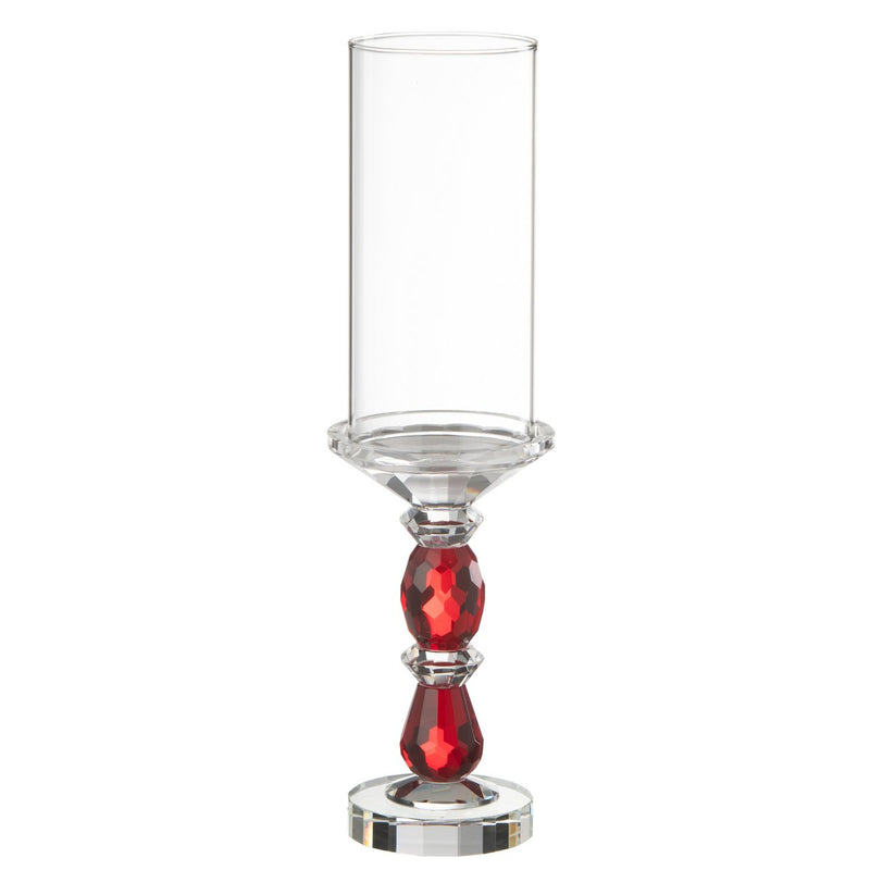 Großes Kristall Windlicht Marie Rot Transparent Höhe 42,5cm