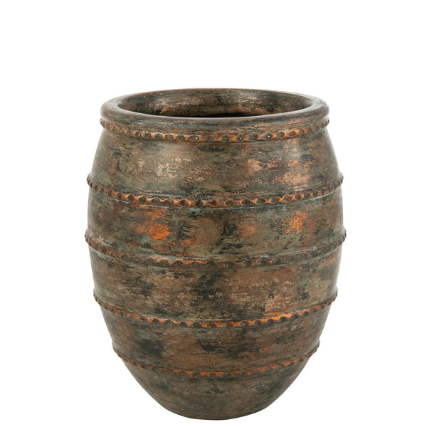 Antique Terracotta Flower Pot - Large, Multi-Colour