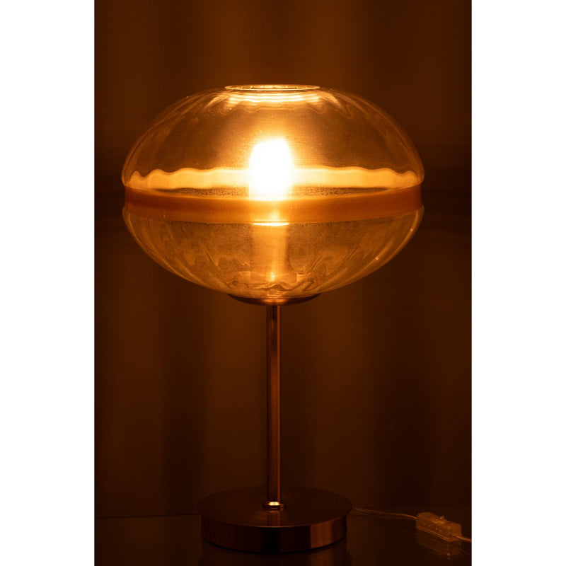 Tischlampe Oval Glas-Metall Transparent Gold 50 cm