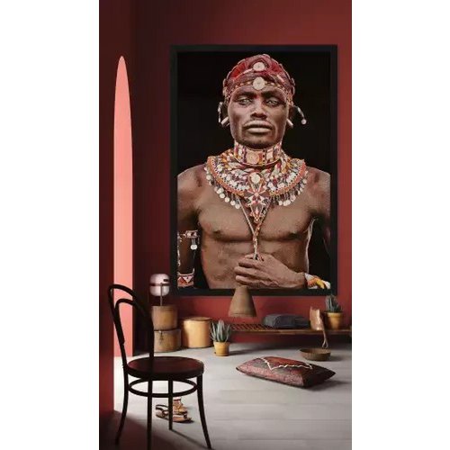 Gobelin Wandteppich 120/180 Samburu Man Black WH1767 auf einer Keilrahmenstange gespannt