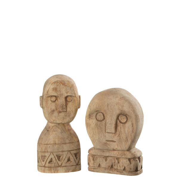 Set of 2 African wooden masks – natural brown