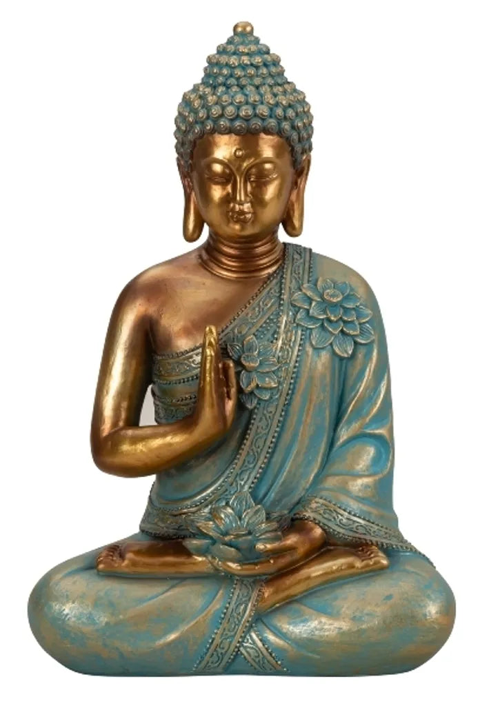 Avalokiteshvara in Mintgrün, Elegante Buddha Skulptur, 31,5 cm