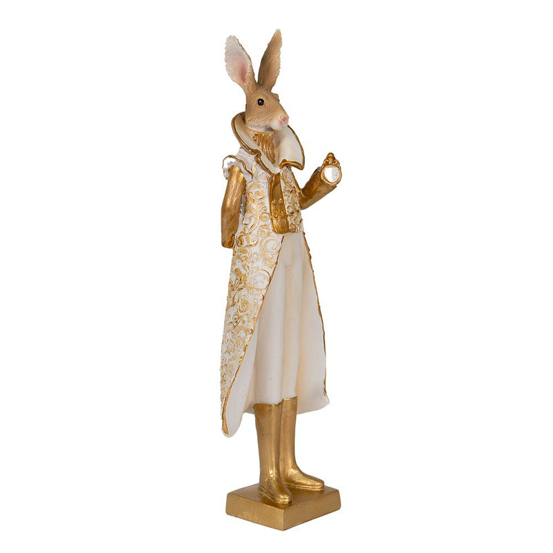 Dekorationsstatue Hase Gold, Weiß 11x8x33 cm