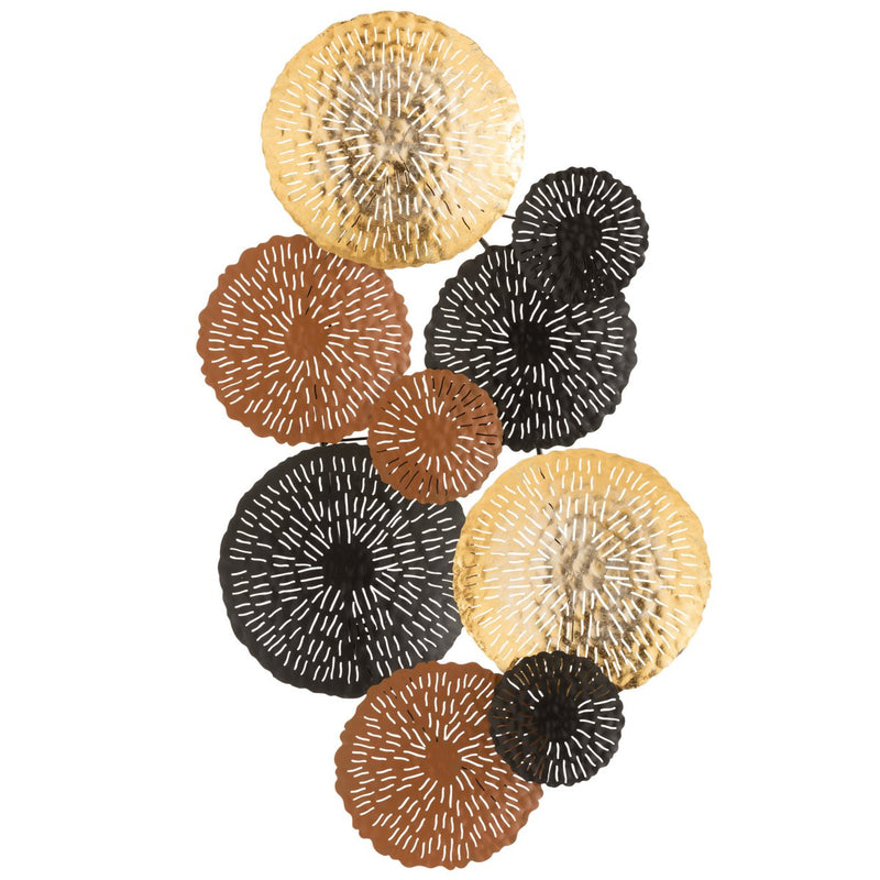 Wall decoration circle formation metal brown gold black 100cm