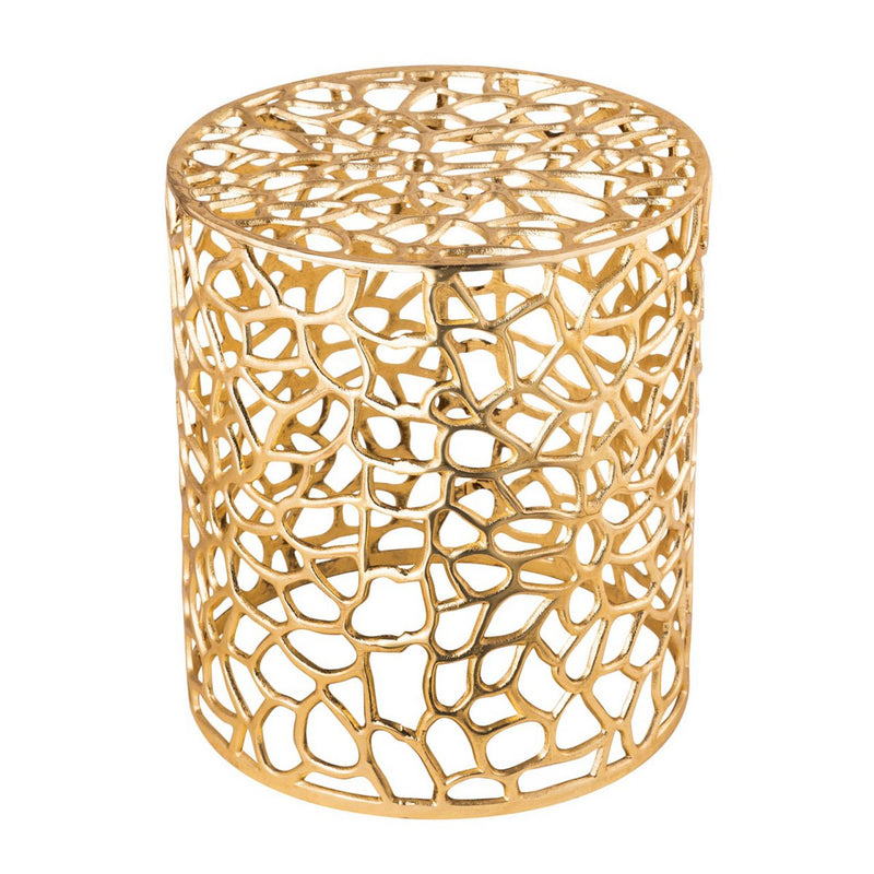 Beistelltisch Metall Dekotisch ø 40 x 45 cm rund Agadir silber o. gold Aluminium Korallen-Design