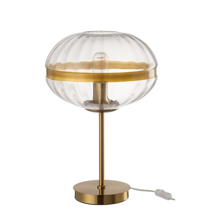 Tischlampe Oval Glas-Metall Transparent Gold 50 cm