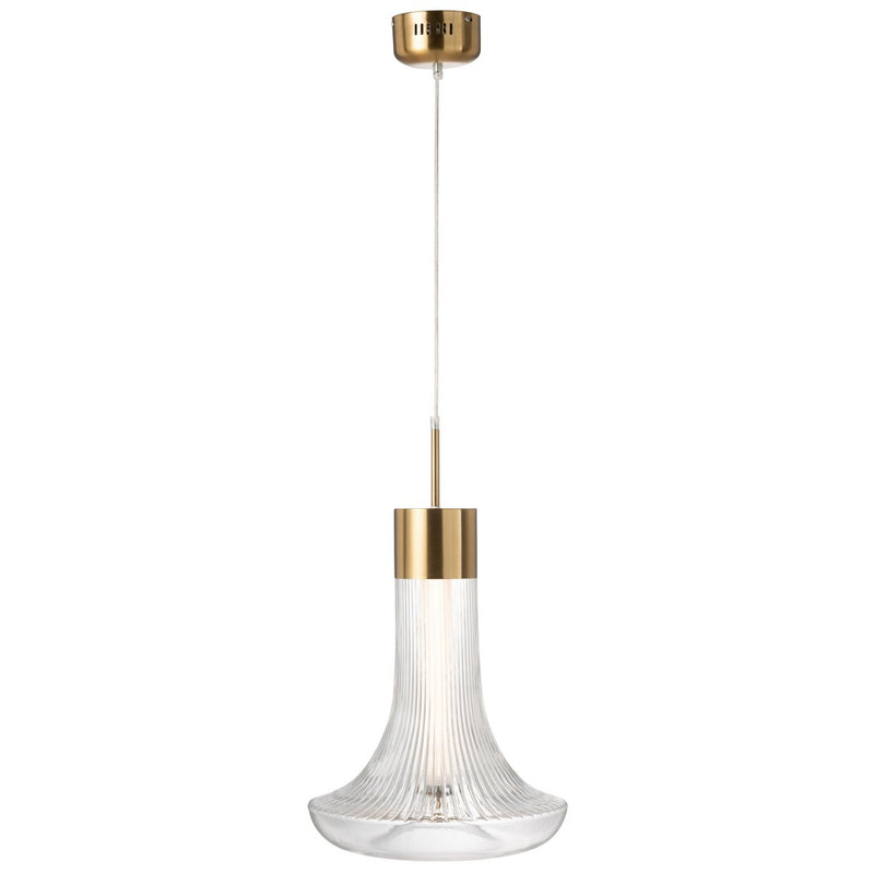 Elegante LED Hängelampe Lumina Aura aus Gold und transparentem Glas, 160 cm