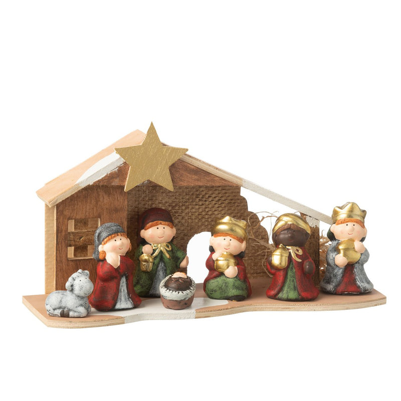 J-Line Christmas Nativity Scene with LED Porcelain Mix, Large