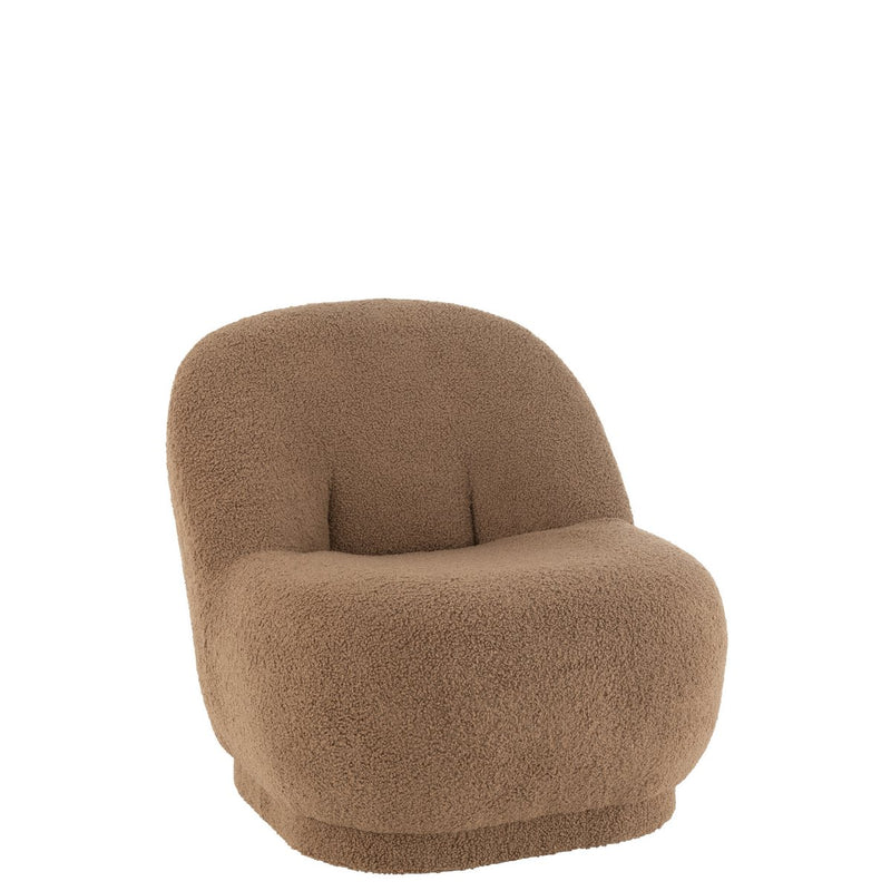 Comfortable Teddy Velours Armchair Brown