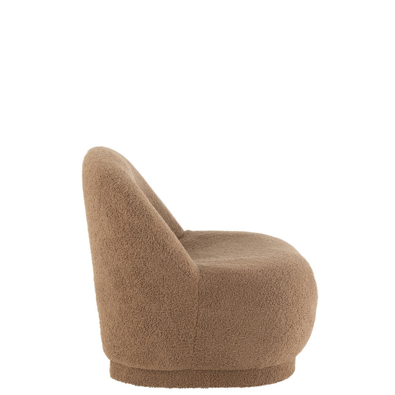 Comfortable Teddy Velours Armchair Brown