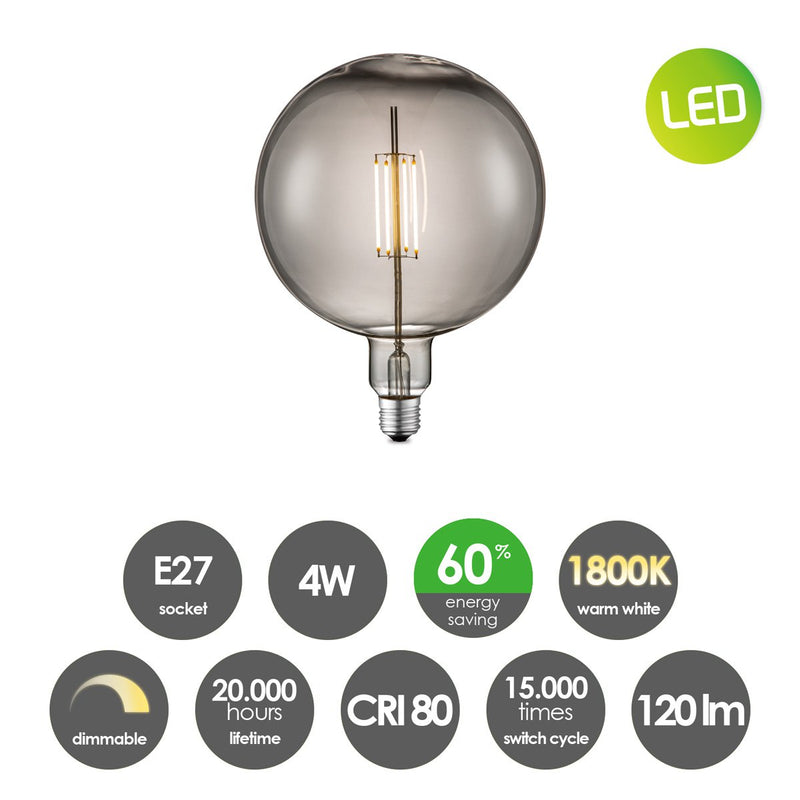 Home Sweet Home dimmbare LED Carbon C E27 G180 4W 120Lm 1800K Rauch