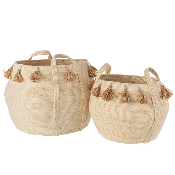 Jute storage baskets 'Sphere' - set of 2, natural light brown