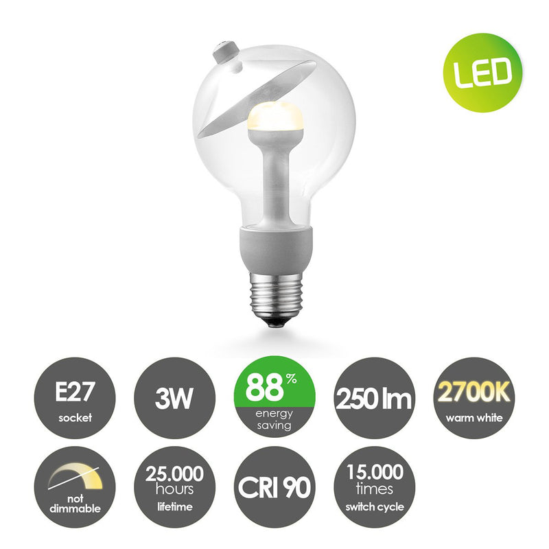 Home Sweet Home LED-Lampe Kegel silber G80 E27 3W 220Lm 2700K