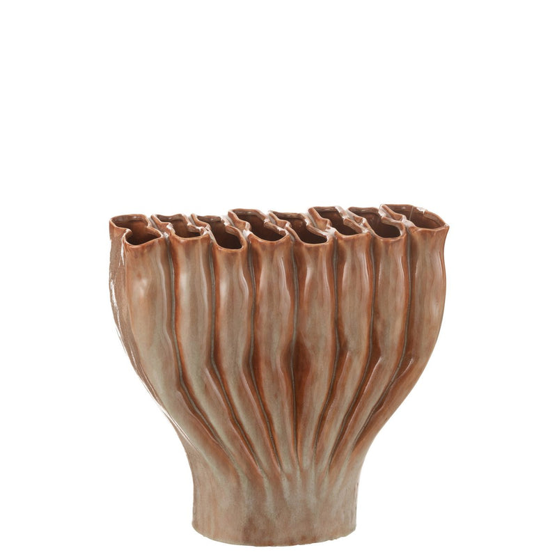 Dekorative Vase Multi Rohre aus Porzellan in Bronze-Optik, 35,5 cm