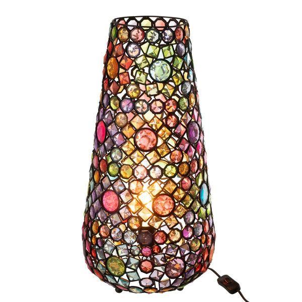 Bunte Stehlampe aus Eisen und Kunststein mit Mosaikdesign Höhe 55cm