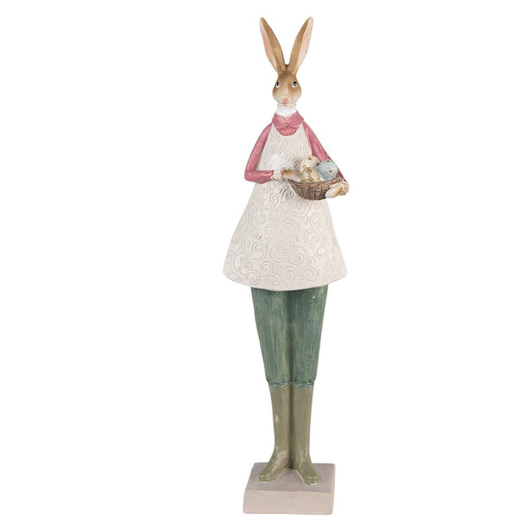 Dekoration Statue Hase Beige Grün 9x7x36 cm