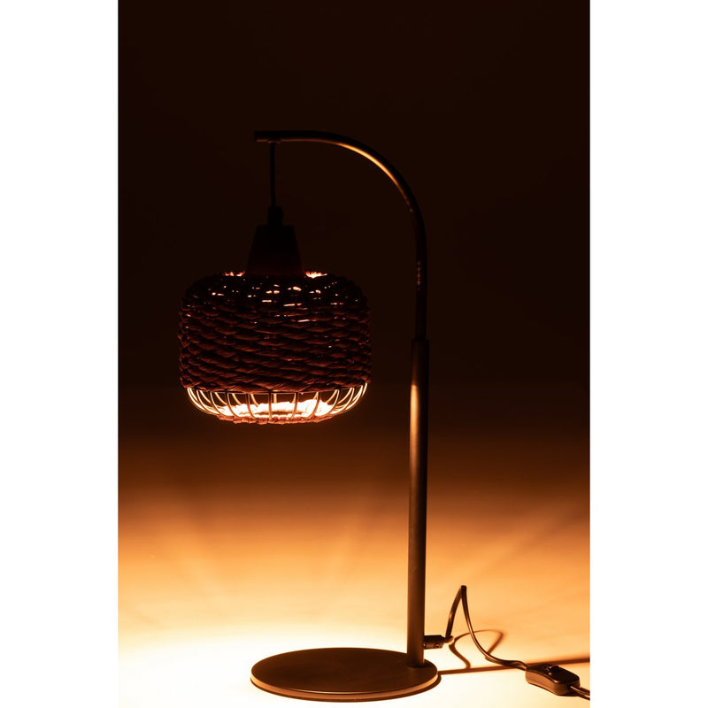 Table lamp lantern made of metal in purple