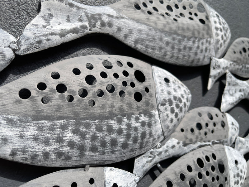 Wanddekoobjekt: faszinierendem Fischschwarm Shabby-Design Riba 3D - in