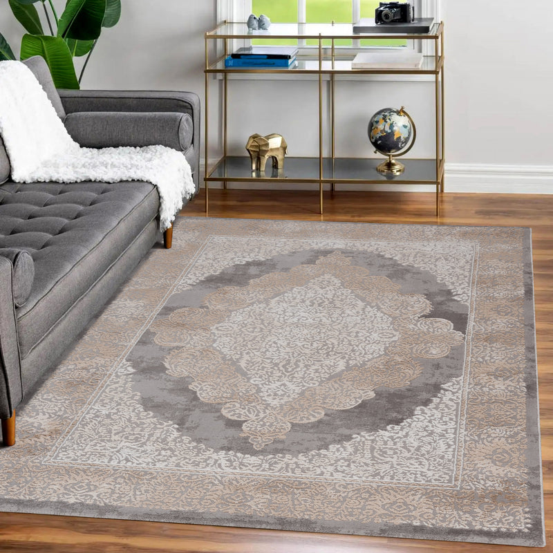 Sehrazat LEXA 4000 Gray Beige Exquisite designer carpet in gray beige for sophisticated interiors