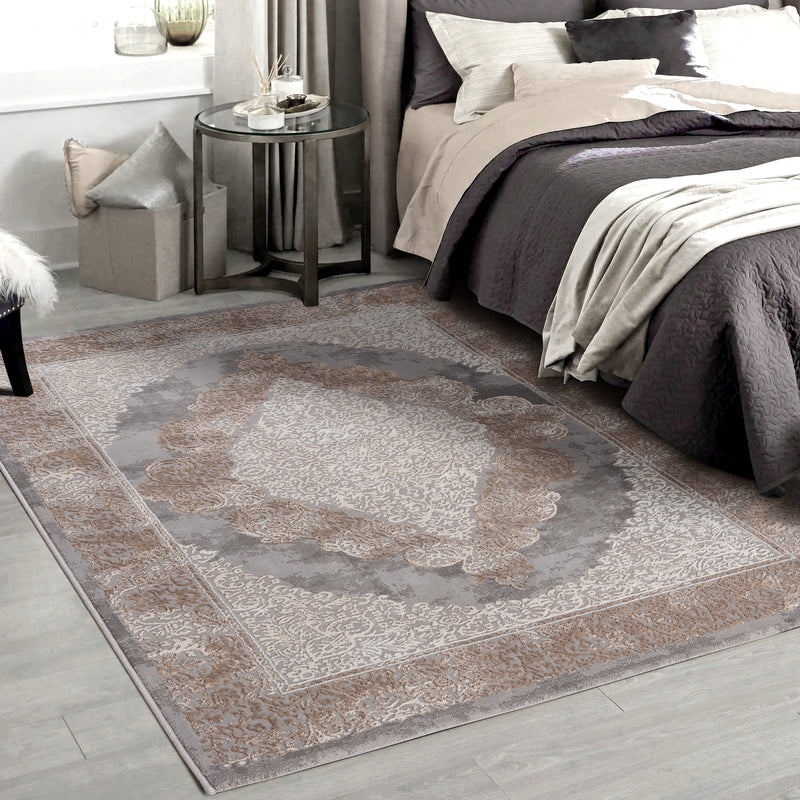 Sehrazat LEXA 4000 Gray Beige Exquisite designer carpet in gray beige for sophisticated interiors