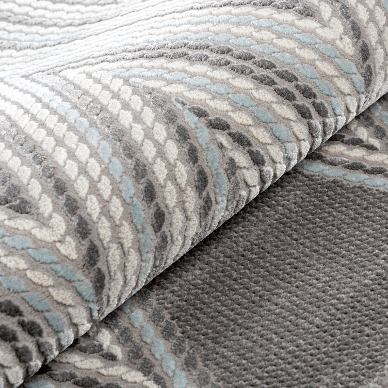 Sehrazat PREMIUM LUXURY COLLECTION - Moderner Designer Teppich Serie 6500 Grey Blue Grey mit 3D-Effekt