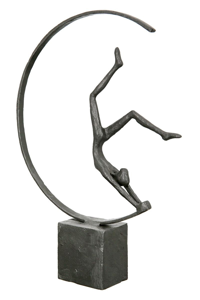 Eisen Design Skulptur Gymnast Höhe 29cm mit Spruchkarte