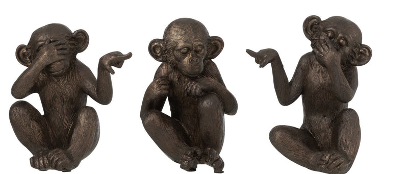 Set van 3 apen - hoor, zie en zeg niets - 15cm hoog
