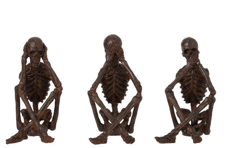 Skelettrio in polybrons De stille kunst van het zien, horen en zwijgen