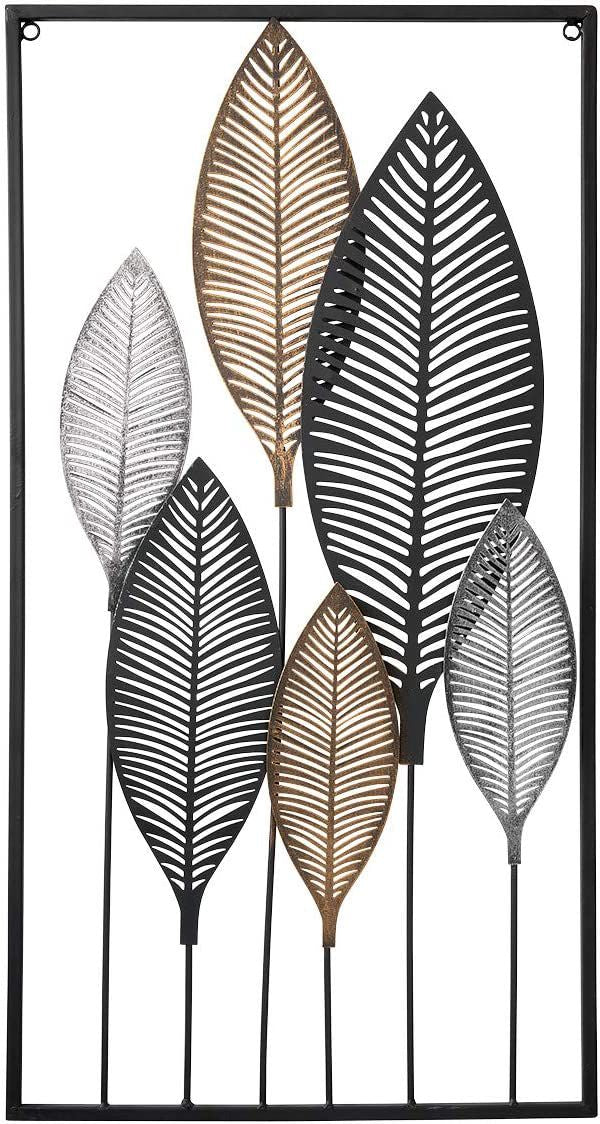 Mex Elegant metal wall decoration in 3D look - exclusive leaf design in gold, black and silver