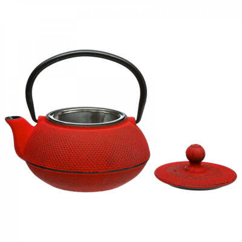 Japanese Cast Iron Teapot with Asian Style Filter with Strainer RED 600ml Tea Kettle Tea Maker Tea Maker