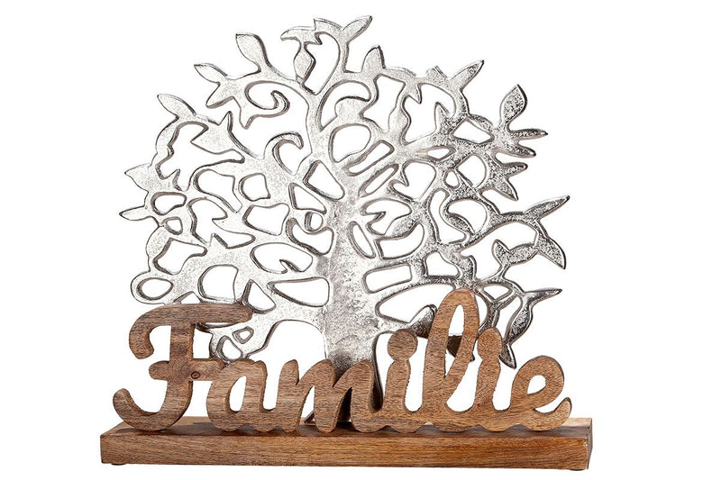 Levensboom familie hoogte 51cm decoratie gemaakt van hout en aluminium