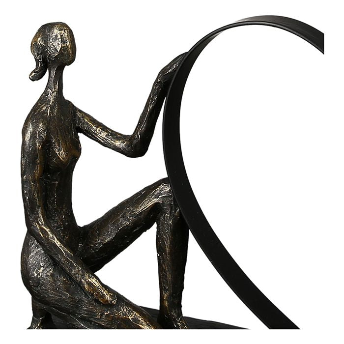 Skulptur Mein Herz Schlägt nur für dich bronzefarbenes liebes Paar Herz Figur Breite 38cm mit Spruchanhänger Romantiker