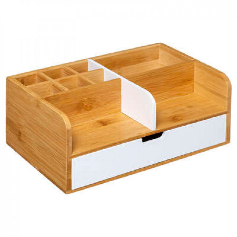 Mex Schreibtisch Büro Organizer 1 Schublade Schubladenbox aus 100% Bambus Holz In verschiedenen Farben