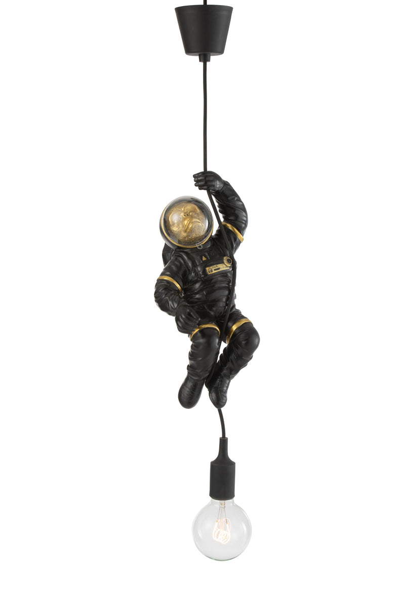 Hanging lamp monkey astronaut figure black / gold height 37cm