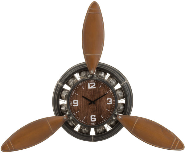 Metal clock with propeller design 110cm in brown - Unique work of art for an industrial atmosphere