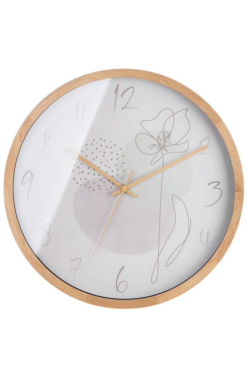 Natural beauty The MDF wall clock 'One Line Flower' in a brown gift box