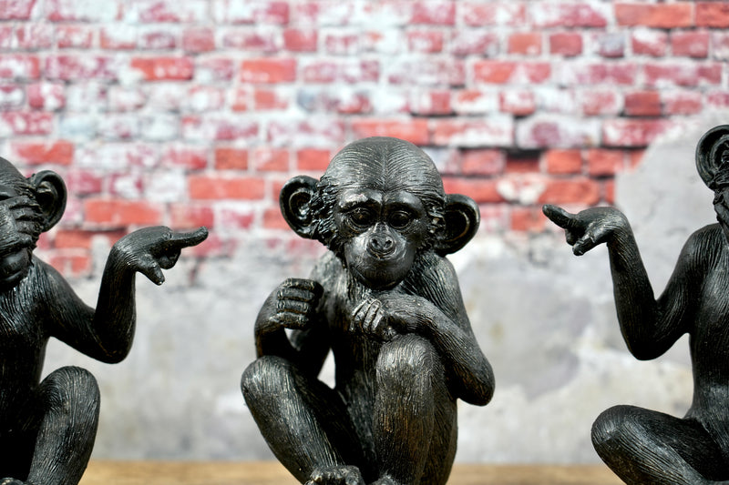Set of 3 monkeys hear, see, speak nothing - 15cm height