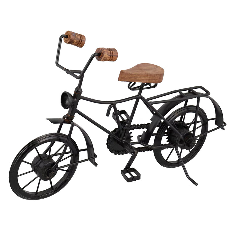 Handmade decorative bicycle made of metal and wood. Width 36cm