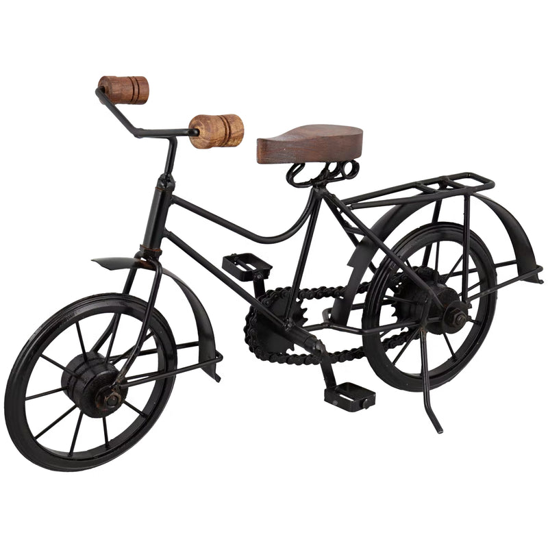 Handmade decorative bicycle made of metal and wood. Width 36cm