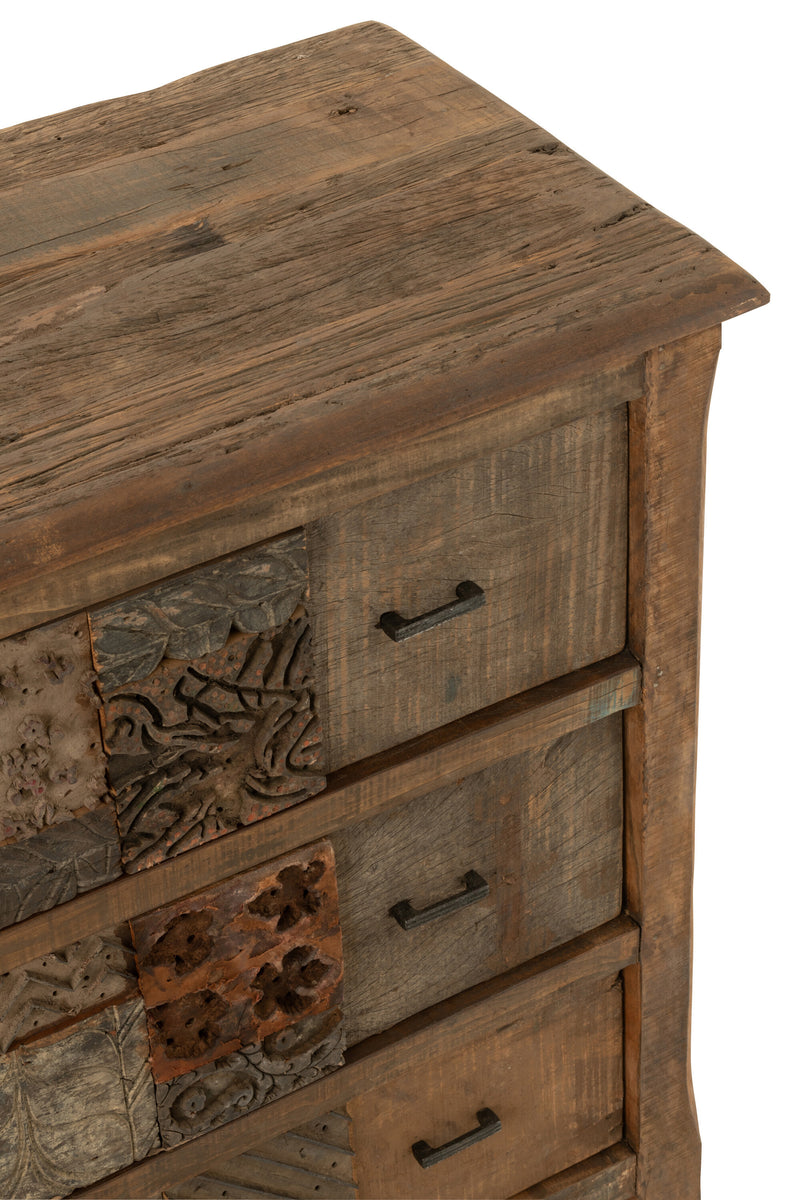 Handmade chest of drawers made of folded wood in brown - a unique piece for your interior
