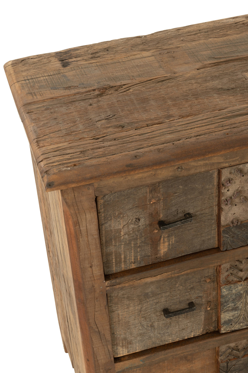 Handgemaakte ladekast van gevouwen hout in bruin - een uniek stuk voor je interieur