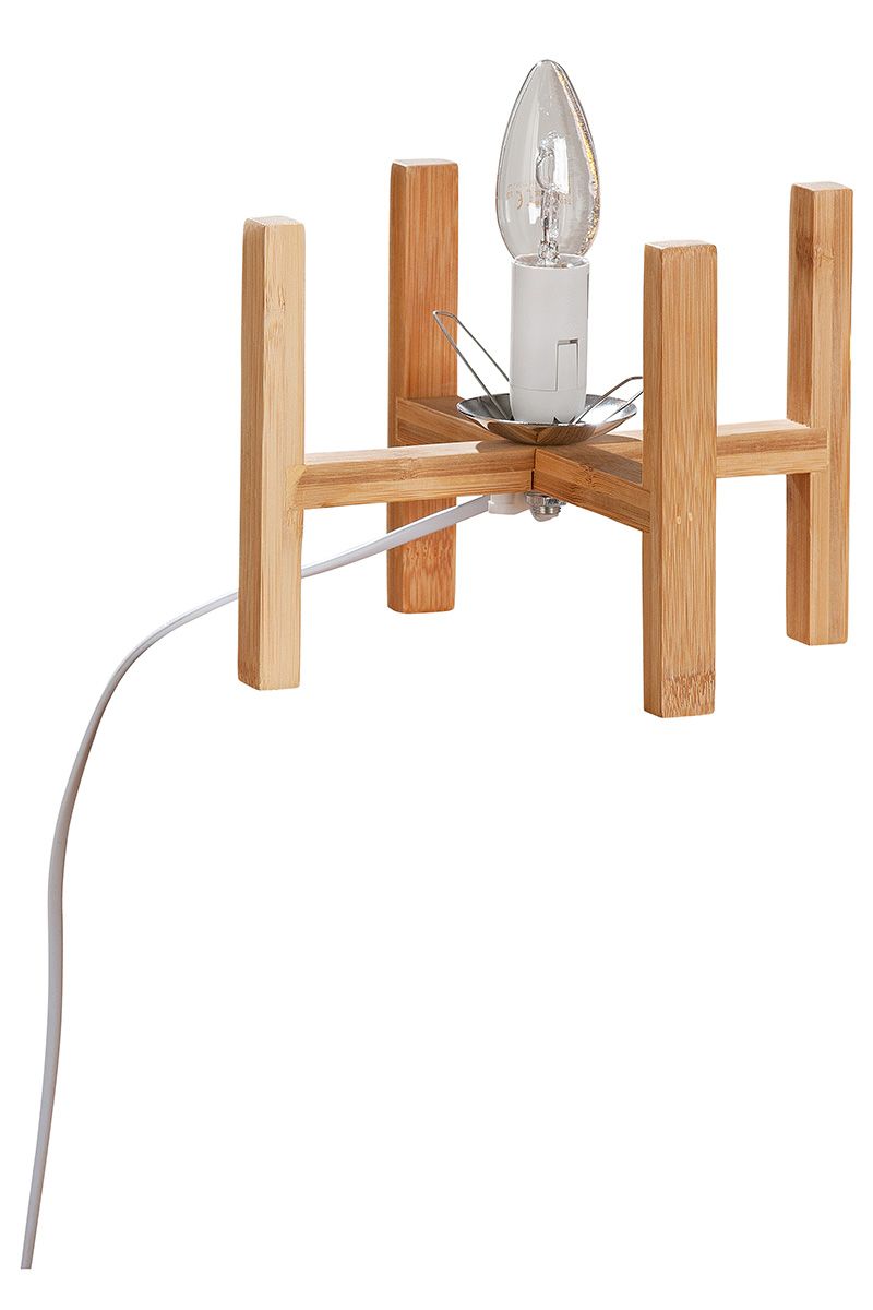 Porseleinen lamp Rondo met houten voet hoogte 20,5cm