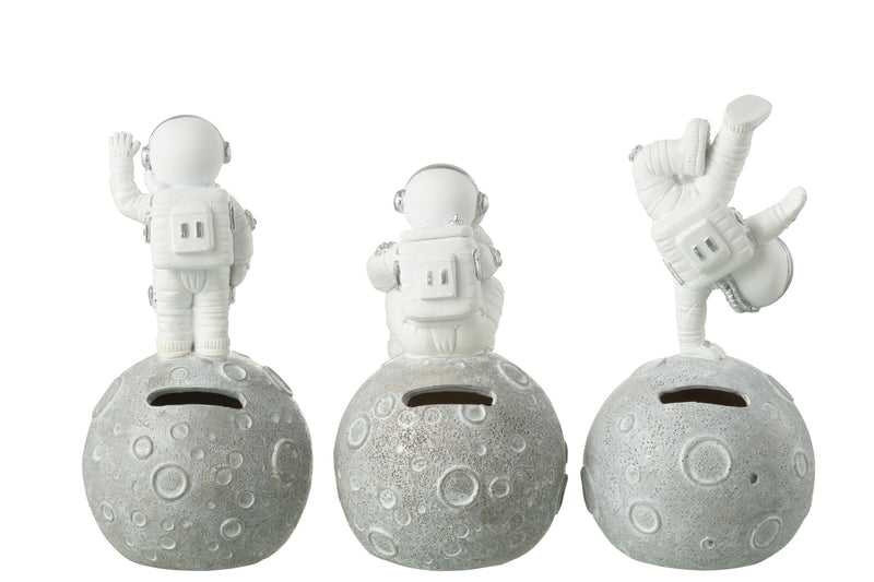 Set of 3 astronaut figures money box height 18cm