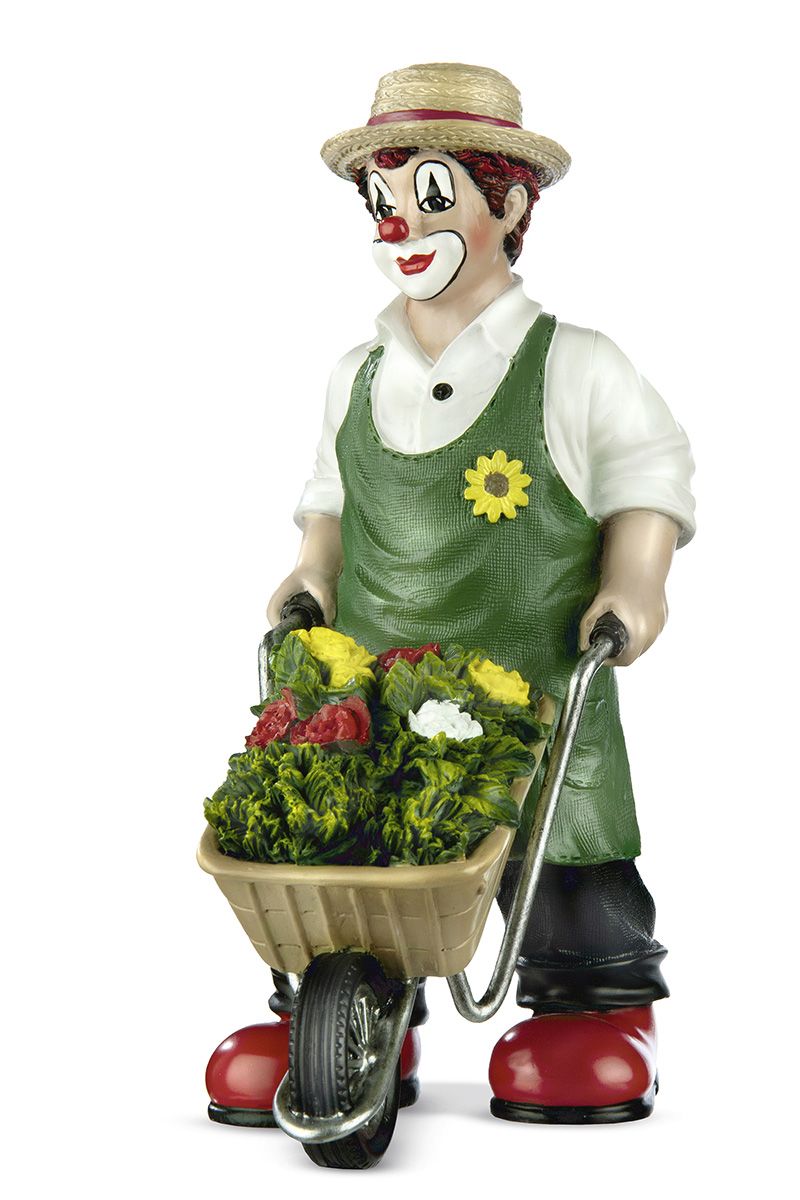 Clown tuingeluk - handgemaakt verzamelfiguur voor tuin- en clownliefhebbers