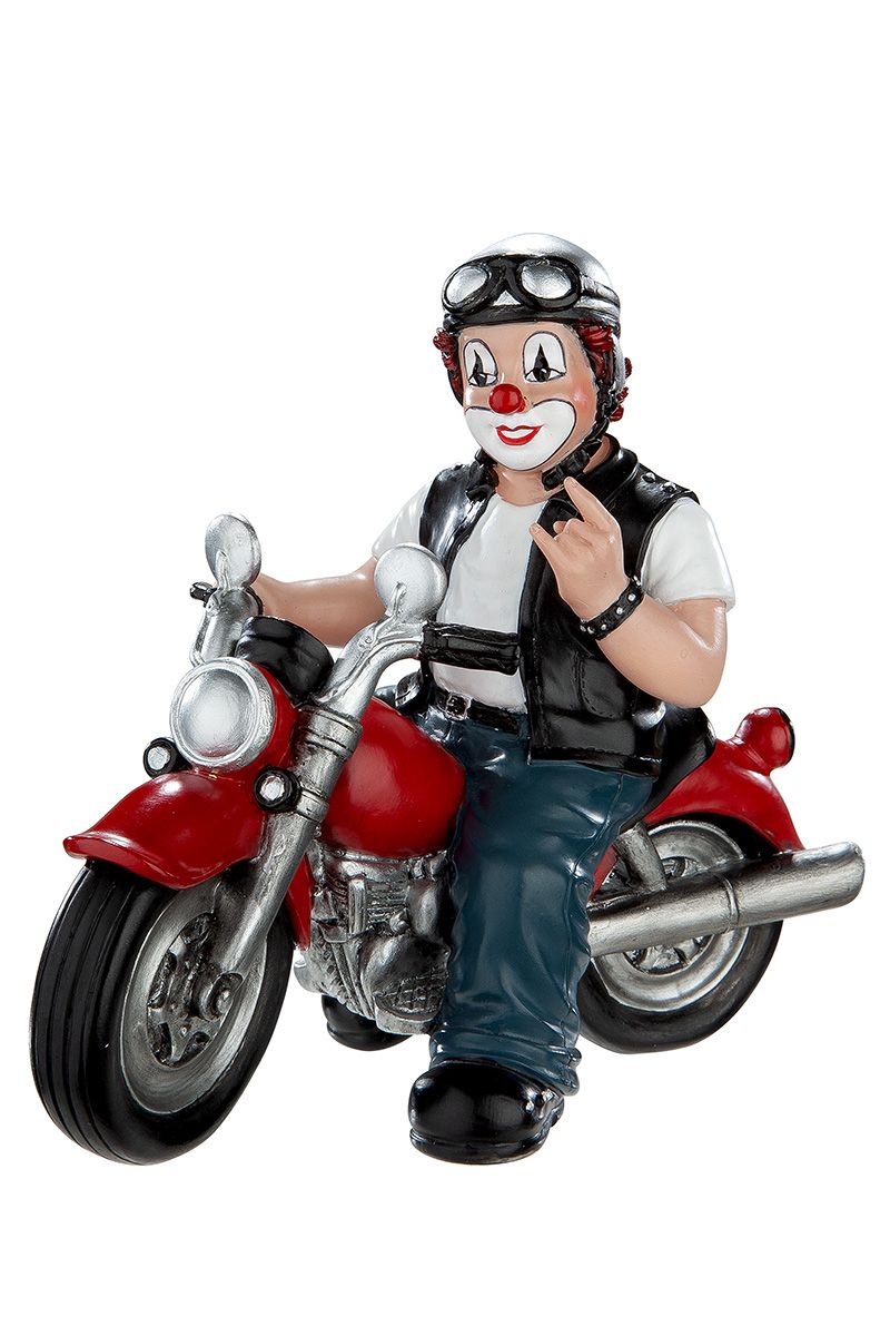 The Heavy Biker - Hand-painted clown decoration figure on a motorcycle 
