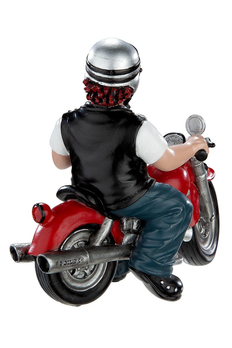 The Heavy Biker - Handbeschilderd clown decoratiefiguur op een motorfiets 