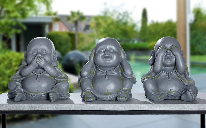 Buddha set sculptures hear nothing see say for outdoor use height 37cm