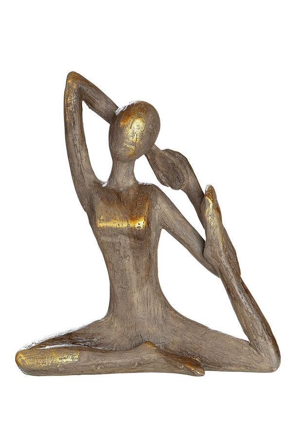 Set of 2 poly figure yoga woman hands behind head height 26cm