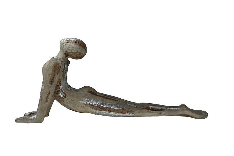 Set van 2 polyfiguren yoga vrouw handen tot de vloer breedte 39cm zilverkleurig