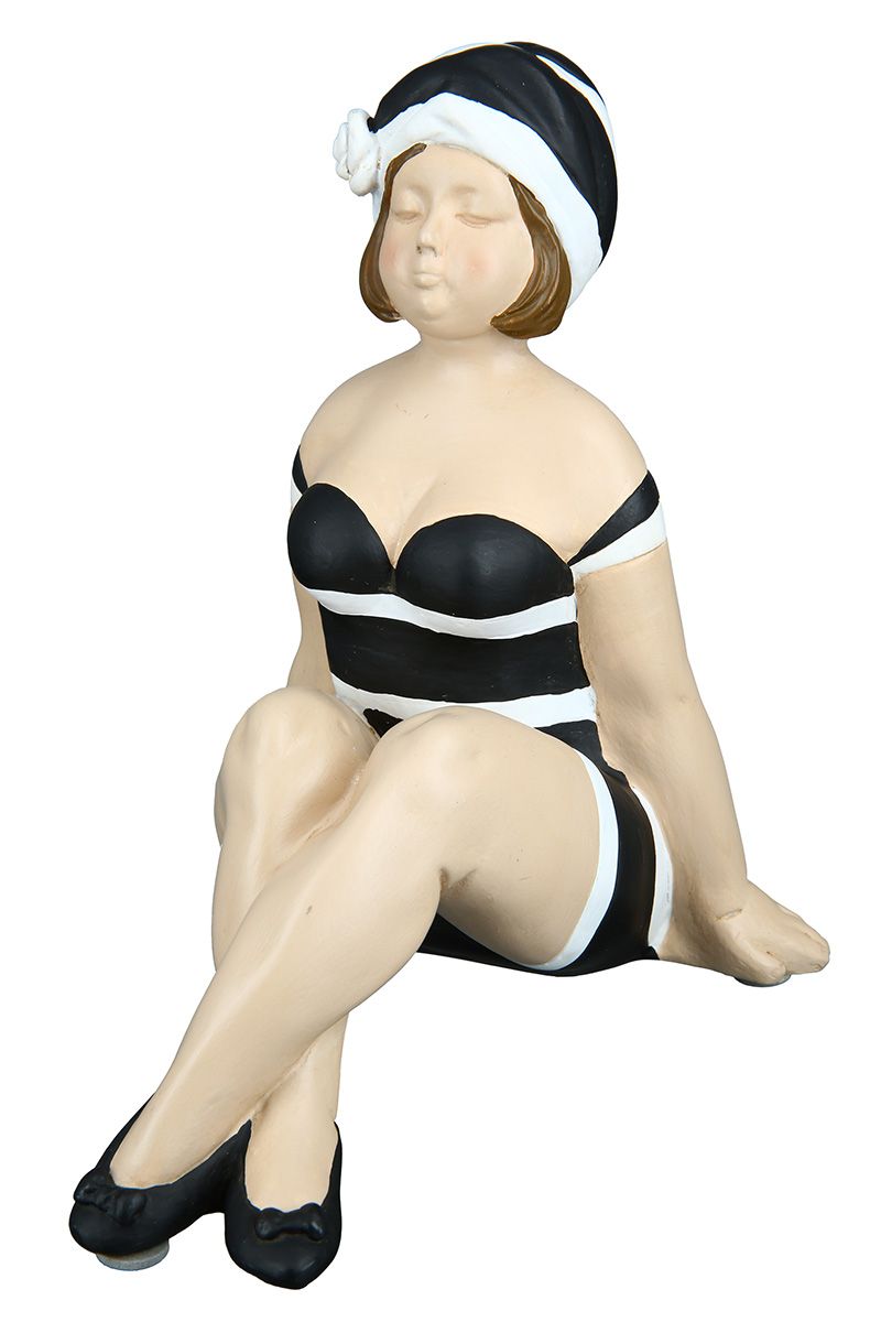 2 parts Poly figure "Becky" black/white edge sitter